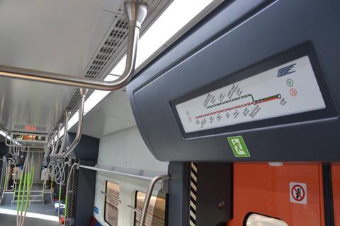 Tunis RFR Line D train interior with map (Photo Ministry of Transport)