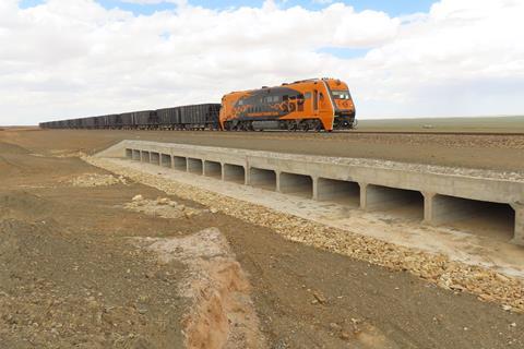 Railway under construction to link the Tavan Tolgoi coking coal mines with Gashuun Sukhait on the border with China.