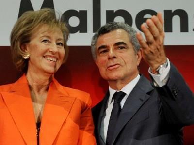 Milano Mayor Letizia Moratti and FS CEO Mauro Moretti at Malpensa