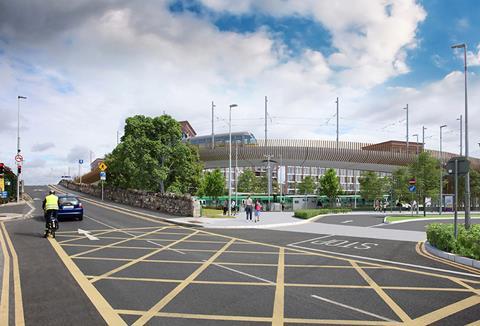 Dublin Luas Finglas with bridge (Image Transport for Ireland)