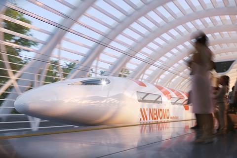 Nevomo said ‘interchangeable operation’ of conventional rolling stock and faster maglev vehicles could facilitate a gradual expansion of maglev operations and enable speeds to be raised by up to 75% on existing routes without the cost of building new alig