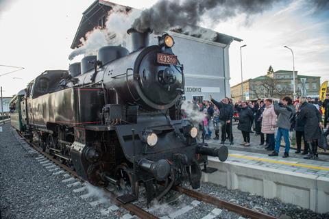 Reopening of the line to Židlochovice was marked by the operation of a steam-hauled inaugural train (Photo: Jihomoravský Kraj)