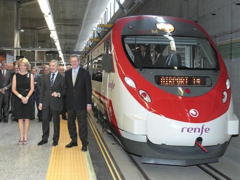 Official opening of the Madrid Barajas airport rail link Terminal 4 station.