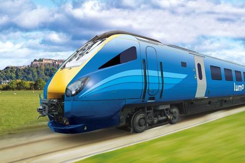 Impression of Class 222 Meridian trainset in FirstGroup's Lumo livery (Image Lumo)