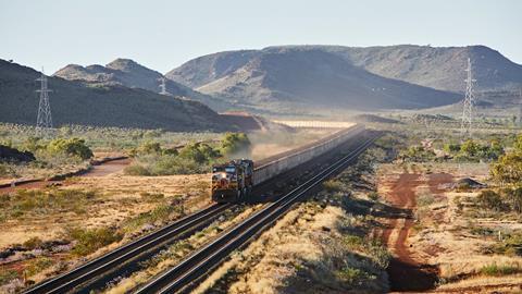 Rio Tinto AutoHaul driverless iron ore train in Pilbara