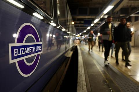 Elizabeth Line logo on train