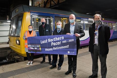 Northern’s final Pacer service ran on November 27, when unit 142 004, coupled to 150 225, left Kirkby at 15.36 and arrived at Manchester Victoria at 17.46