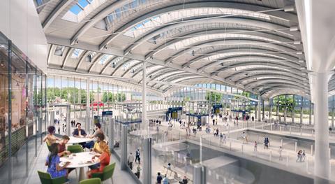 Internal impression of High Speed 2 Old Oak Common station (Image HS2 Ltd)