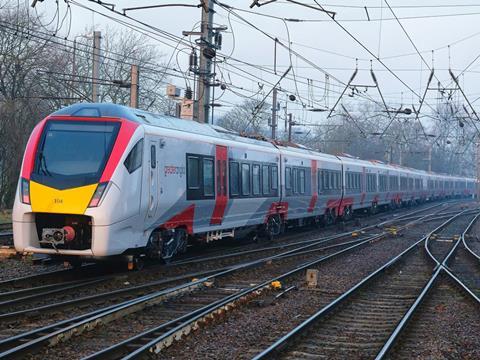 Stadler Flirt EMU for Greater Anglia’s Stansted Express service between London Liverpool Street and Stansted Airport (Photo: Greater Anglia/Nick Strugnell).