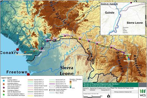Guinea Simandou iron ore railway map