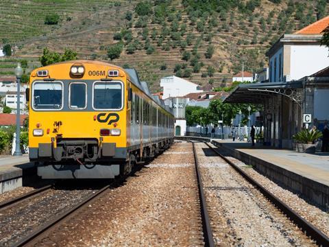 CP leases DMUs from RENFE on a rolling basis to operate secondary lines like the scenic Douro Valley route running east from Porto. Photo: Dario Silva
