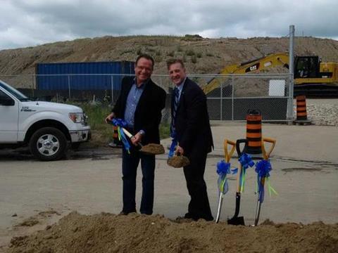Kitchener-Waterloo MP Peter Braid (right) and Kitchener-Conestoga MP Harold Albrecht (left) were among those at the groundbreaking.