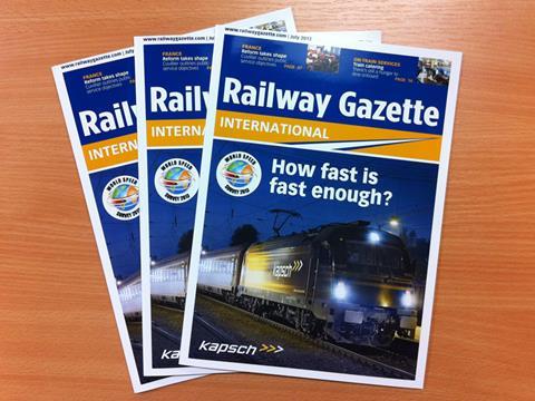 Railway Gazette International is the leading business journal for railway operators and suppliers, read in 140 countries.