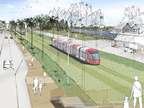 The planned 2·6 km tram line linking Wickham and Pacific Park is intended to replace the final section of the main line from Sydney to Newcastle.