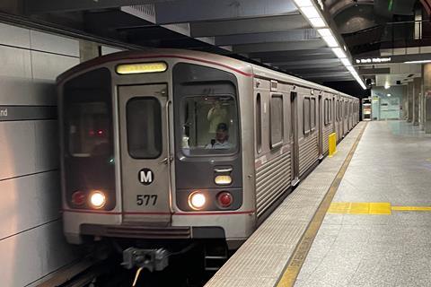 Los Angeles Metro B Line train at Hollywood-Highland station