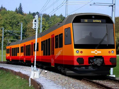 Impression of Stadler Rail dual-voltage Be510 electric train for Sihltal Zürich Uetlibergbahn.