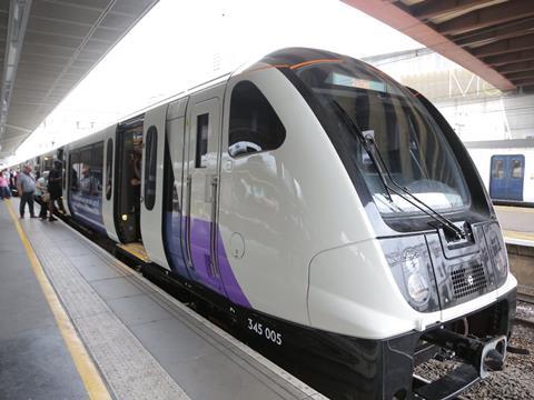 A Class 345 EMU entered passenger service on the TfL Rail route in London on June 22.