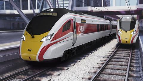 Impression of CAF tri-mode inter-city trainset for LNER - image for illustrative purposes only