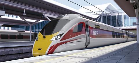 Impression of CAF tri-mode inter-city trainset for LNER