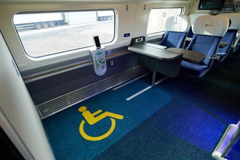 Wheelchair area on a refurbished Pendolino