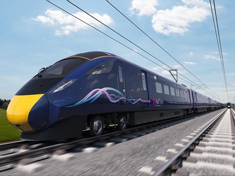 Impression of Hitachi Rail Europe AT300 trainset for Hull Trains.