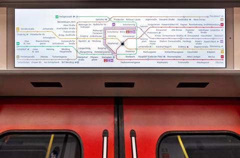 Wien metro Series X train information screen (Photo Wiener Linien)