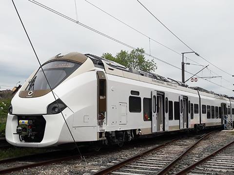 Alstom Coradia Polyvalent electro-diesel multiple-unit for the Train Express Régional project in Dakar.