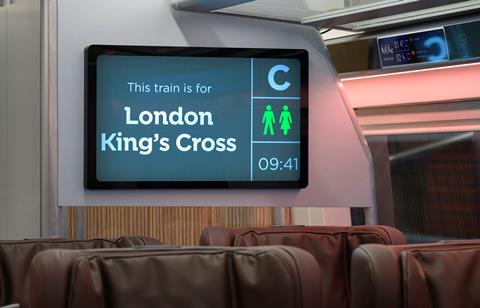 Digital information screen on an LNER Class 897 trainset