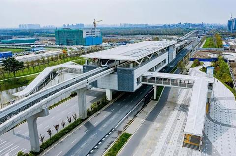 Wuhu’s first driverless straddle-beam monorail line opened on November 3, running 30·5 km north–south from Baoshun Road via Jiuziguangchang to Baimashan with 25 stations.