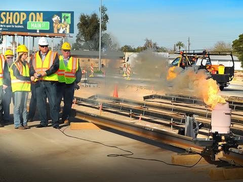The first rail weld was ignited by Mayor of Mesa, Scott Smith, and East Valley Institute of Technology welding student, Sierra Jennings.