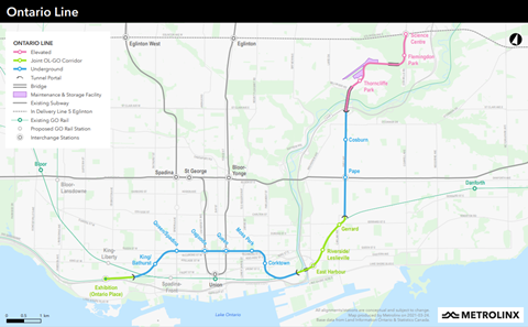 Ontario Line map
