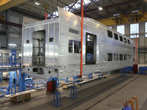 Stadler Rail's Altenrhein factory in Switzerland has produced the first aluminium bodyshell for the double-deck EMUs ordered by Aeroexpress.