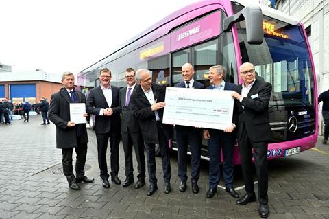 The first three of 56 Mercedes-Benz eCitaro buses that Daimler Buses is supplying to Wiesbaden transport operator ESWE Verkehr were handed over on November 18.