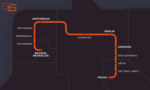 European Sleeper route map of planned night train service