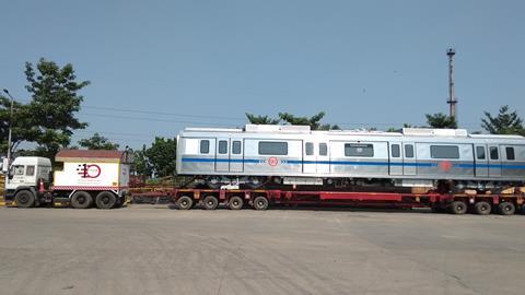 in Delhi the 800th Movia metro car leaving Bombardier's factory