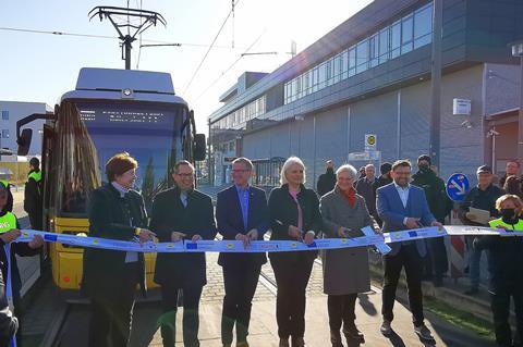 A 2·7 km extension of the Berlin tram network from Karl-Ziegler-Straße to Schöneweide S-Bahn station with five stops opened on October 31 (Photo: BVG)