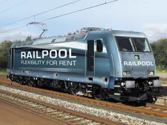 Impression of Bombardier Traxx locomotive in Railpool colours.