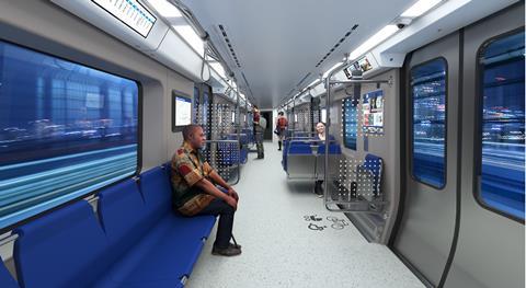 SEPTA Philadelphia Market-Frankford Line M5 metro train interior impression (Image Hitachi Rail)