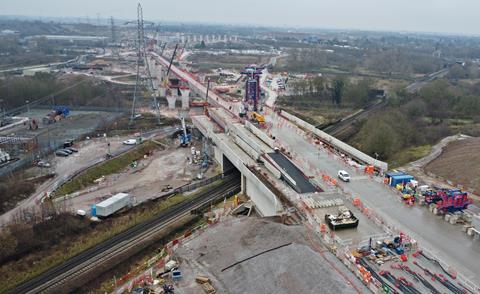 2025 02 12 HS2 Delta Junction looking south Curdworth Box and River Tame West viaducts C 03 Howe