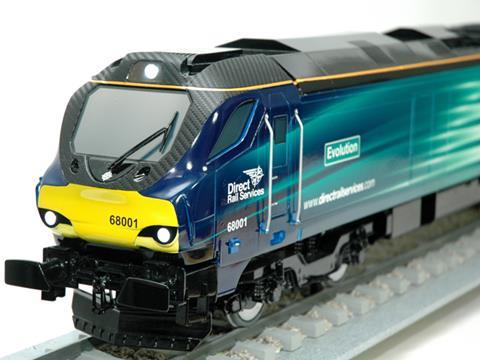 Model of Vossloh Class 68 UKlight locomotive for Direct Rail Services.