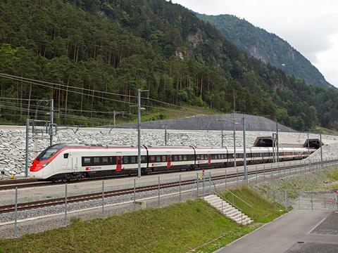 A Stadler EC250 Giruno trainset ran through the Gotthard Base Tunnel for the first time during testing on July 2.