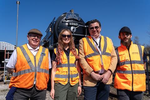 (LtoR Rob Morland (A1 Steam Trust), Amy Clouston (AtkinsRealis), Ben Mason (ECDP), Raymond Sturton (Hitachi)