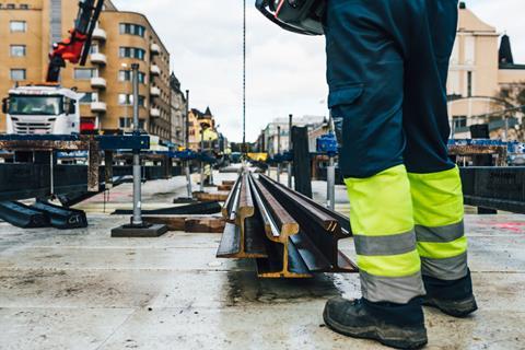 Tampere tramway tracklaying (Photo: YIT)