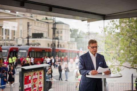 Mayor at Tampere tramway opening celebrations