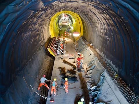 Ceneri base tunnel construction works (Photo © AlpTransit Gotthard AG).