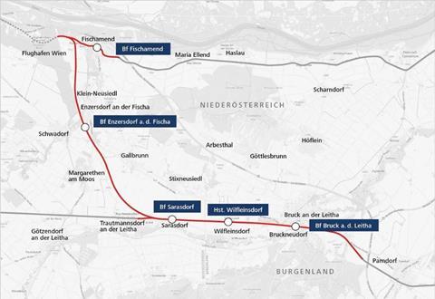 Wien airport rail link map