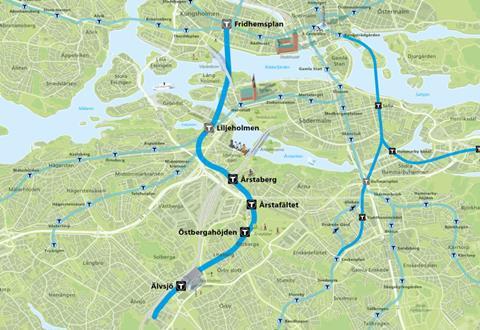 Stockholm metro Yellow Line map
