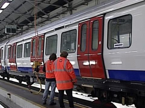 Photograph of S stock in London Underground depot.