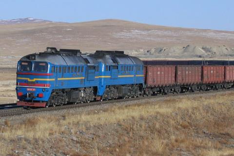 Freight train in Mongolia.