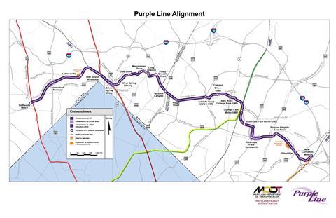 Maryland Purple Line map